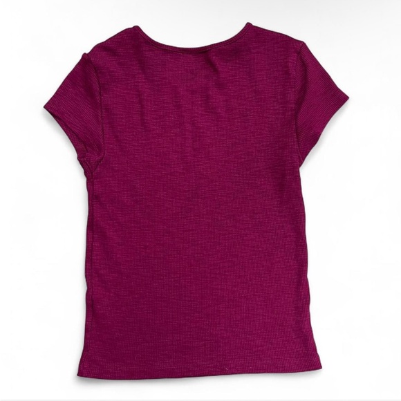American Eagle Burgundy Ribbed Short Sleeve Top - Picture 3 of 3